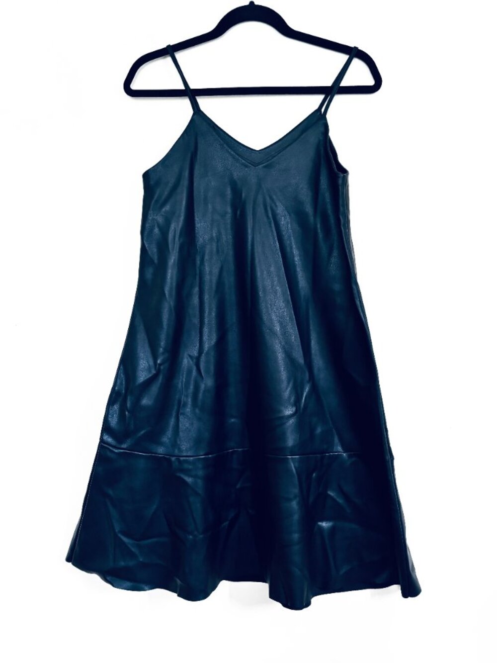 Zara Girls Vegan leather Spaghetti Strap Black Dress. Size 14 Girls NWT - Picture 3 of 6